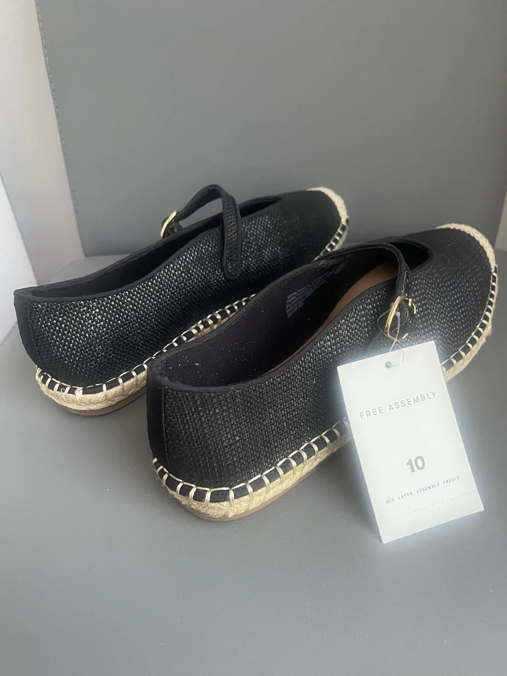 Free Assembly Black Woven Mary Jane Espadrilles Size 10